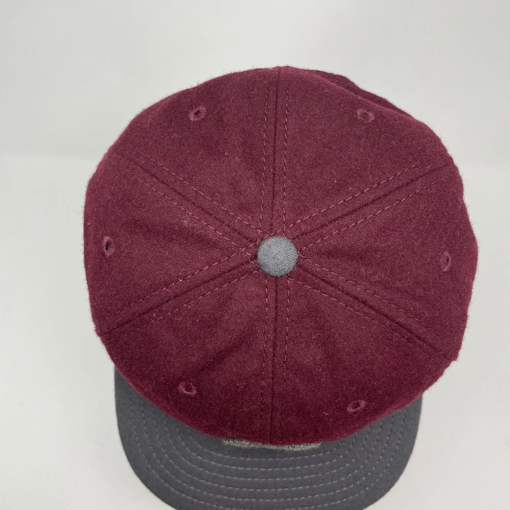 Converse All Star Wool Blend Strapback Hat Maroon Grey Chenille C Patch OSFM